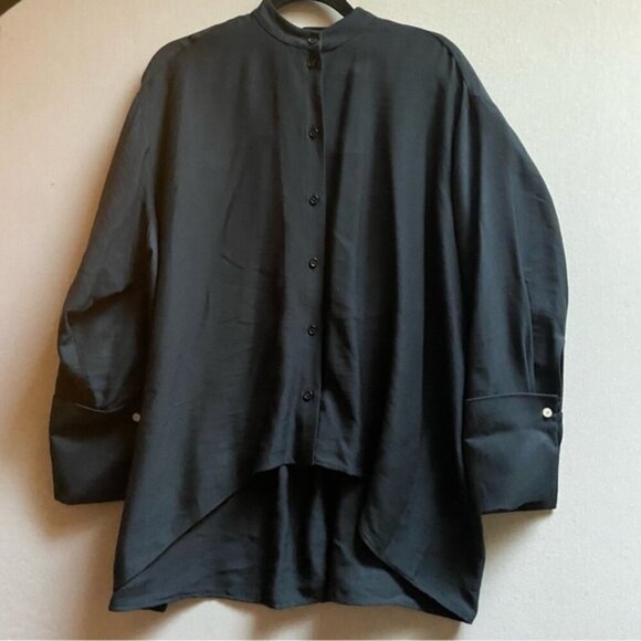 Zara modal blend large cuffs button oversize blouse Sz XS/S - Picture 1 of 8